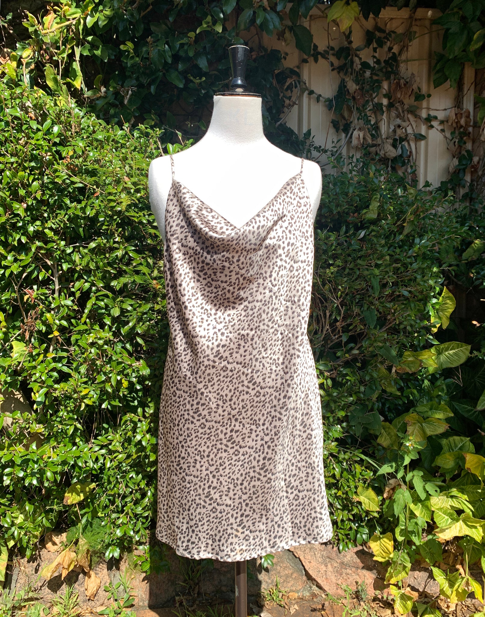 Vintage Y2K Short Leopard Satin Slip Dress Size S/M
