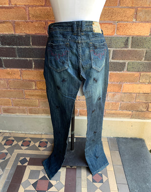 Diesel Embroidered Ants Flies Dark Slim Leg Jeans Size 28 XS/S Y2K