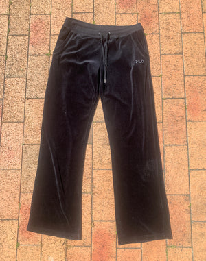 Fila Y2K Style Black Velour Flared Jogger- Size M/L