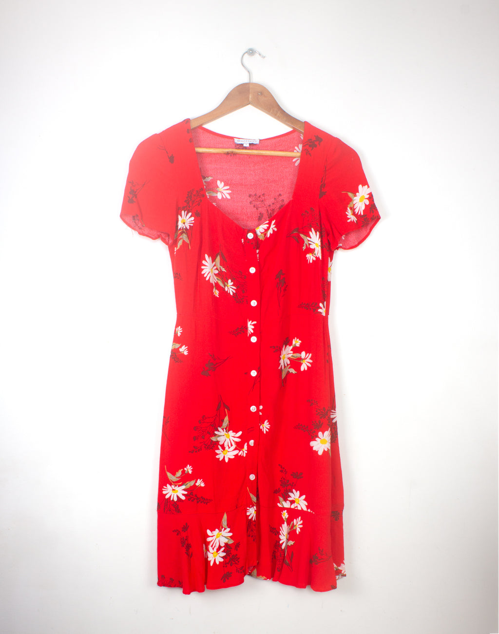 Warehouse Red Daisy Floral Dress - Size XS