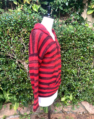 Vintage 90's Wool Stripe Hooded Sweater - Size S/M