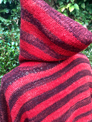 Vintage 90's Wool Stripe Hooded Sweater - Size S/M