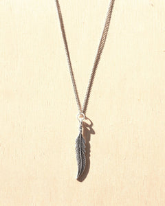 KV Handmade Jewellery Silver Feather Necklace Long