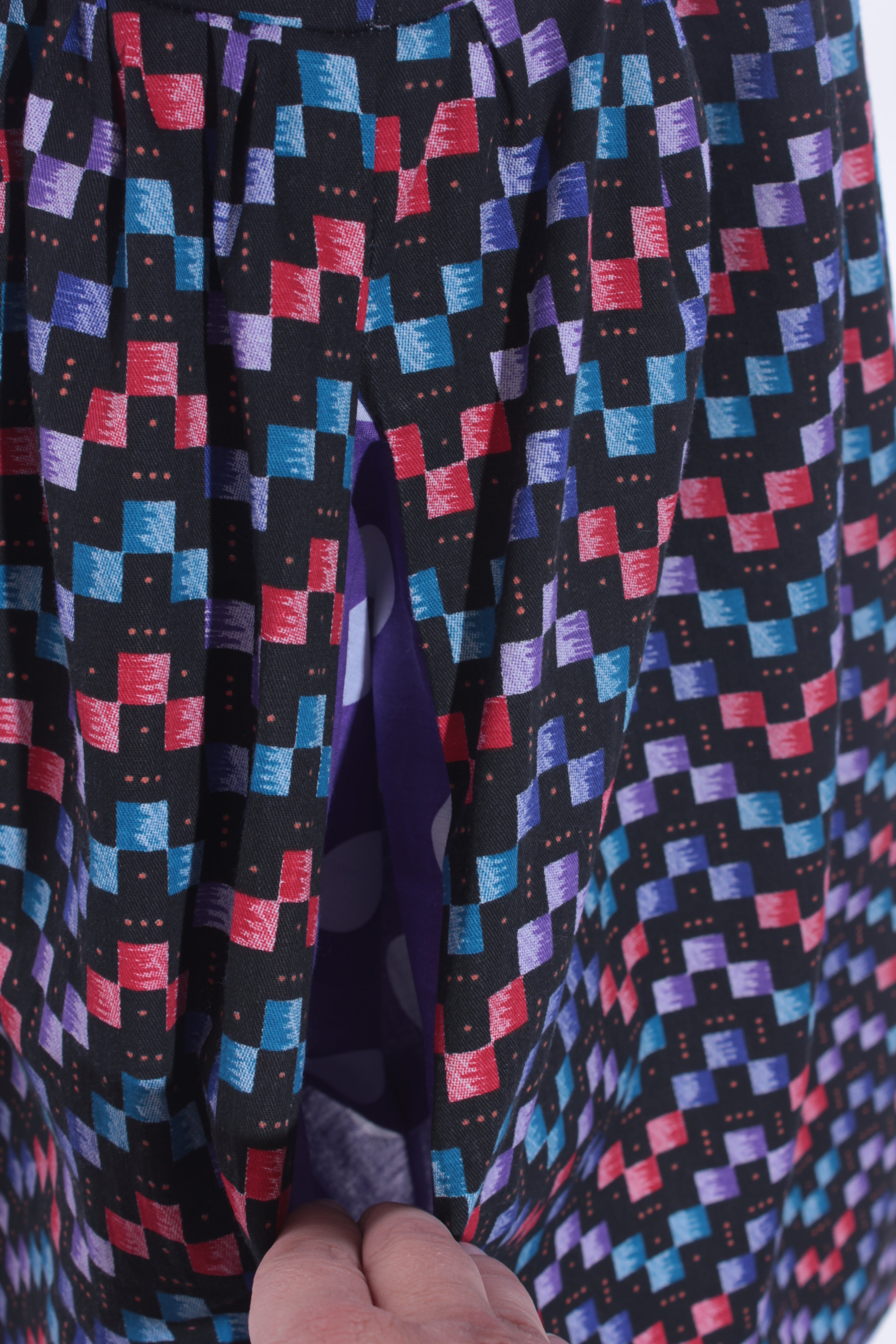Black & Purple Graphic Square Collector Dress Size M