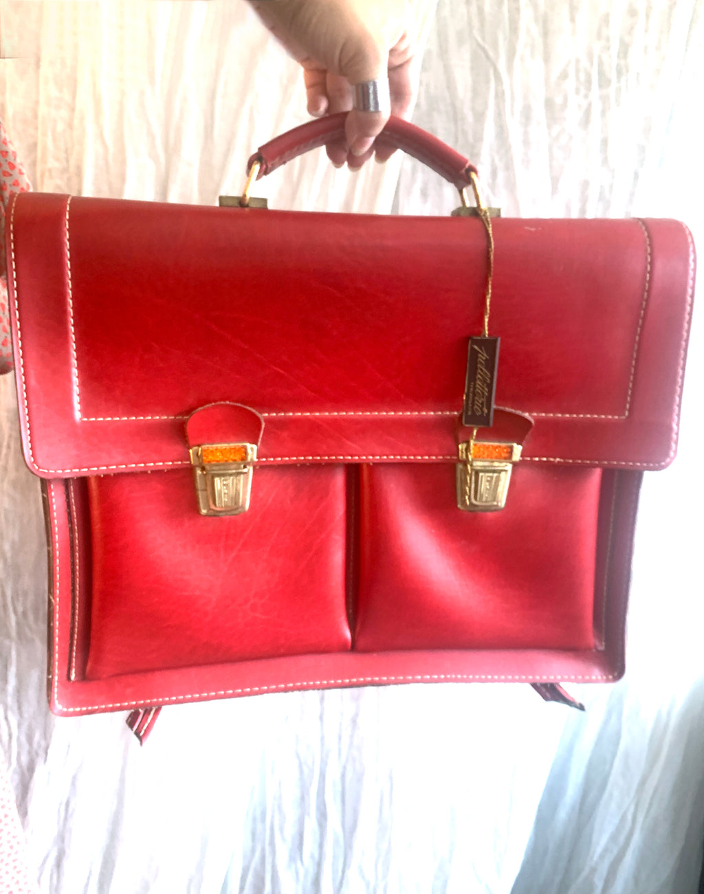 Pelletterie Italian Red Leather Satchel Bag