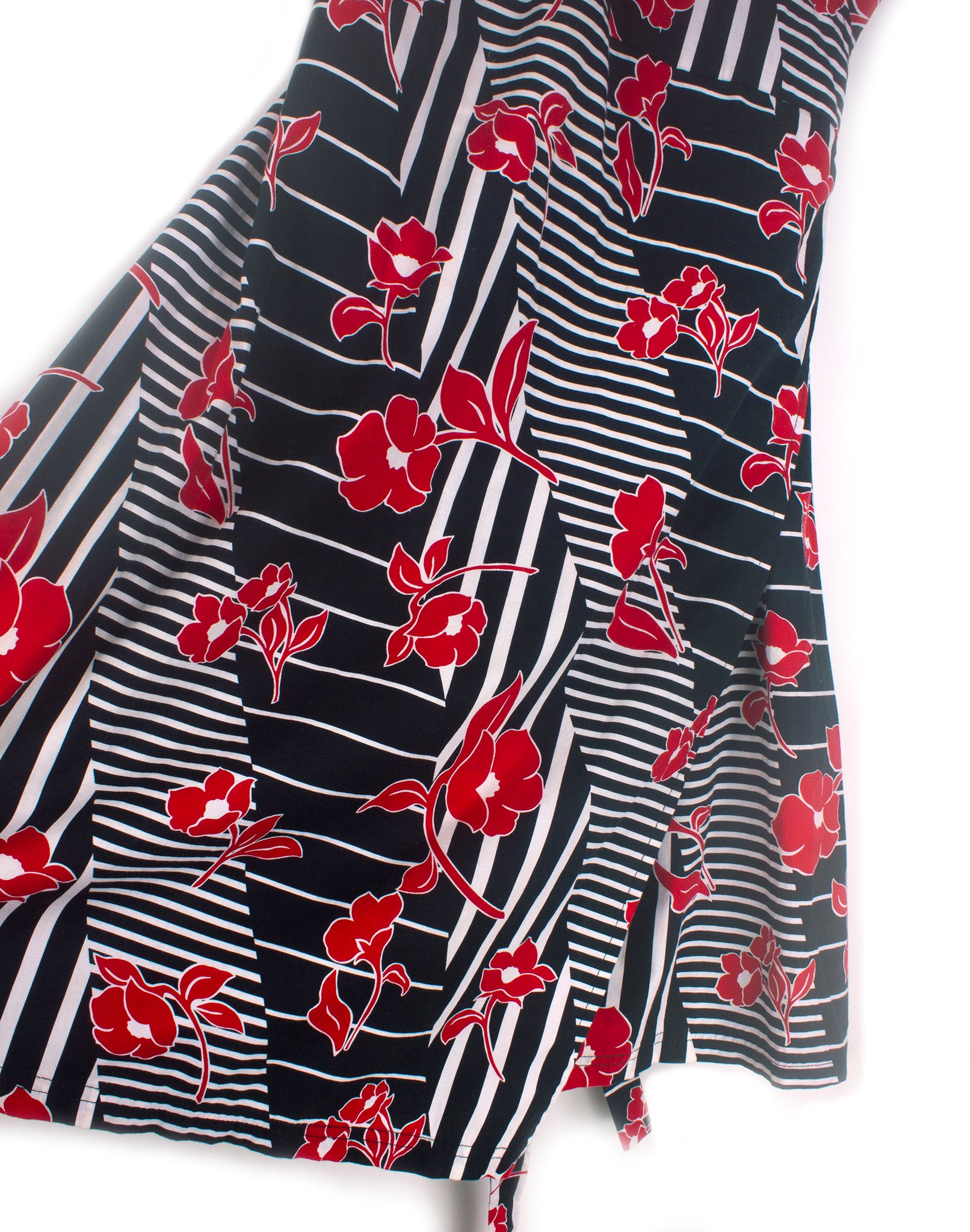Leona Edmiston Black Red Print Wrap Dress - Size S / M