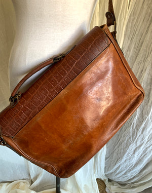 Vintage 80s Brown El Campero Leather Satchel Bag