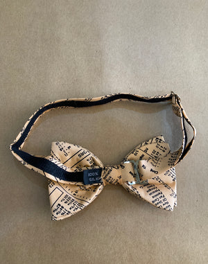 Vintage Silk Newsprint Bow Tie