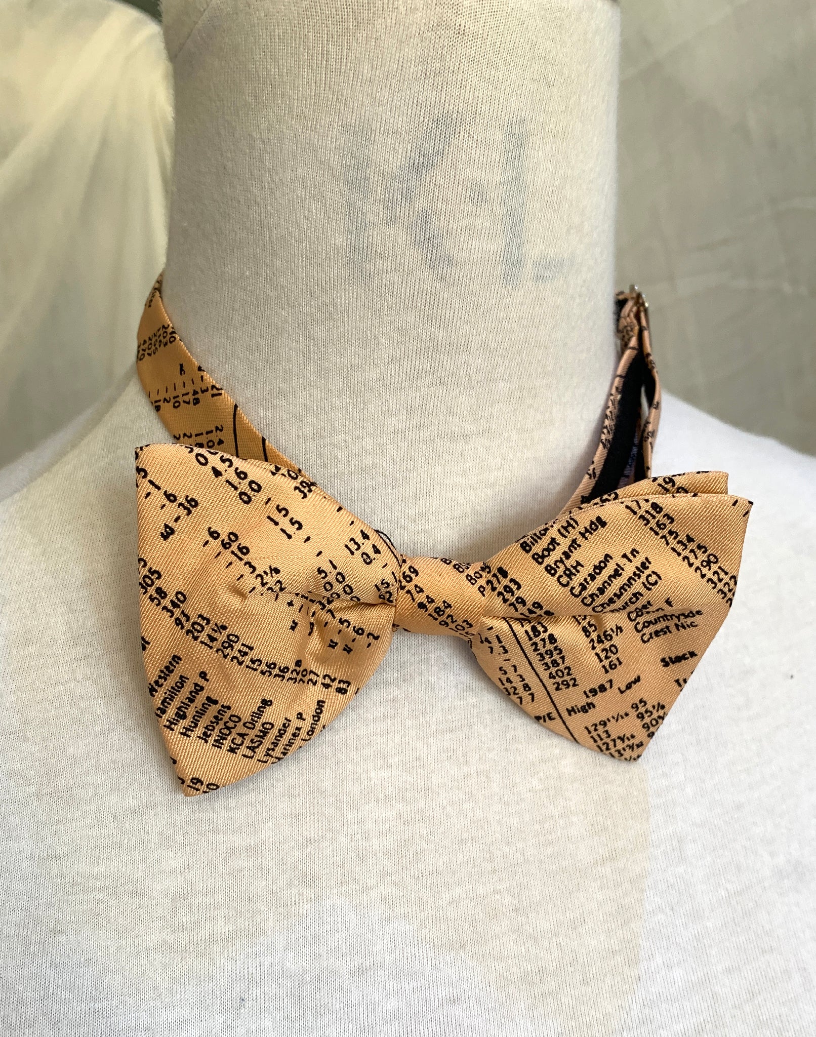 Vintage Silk Newsprint Bow Tie