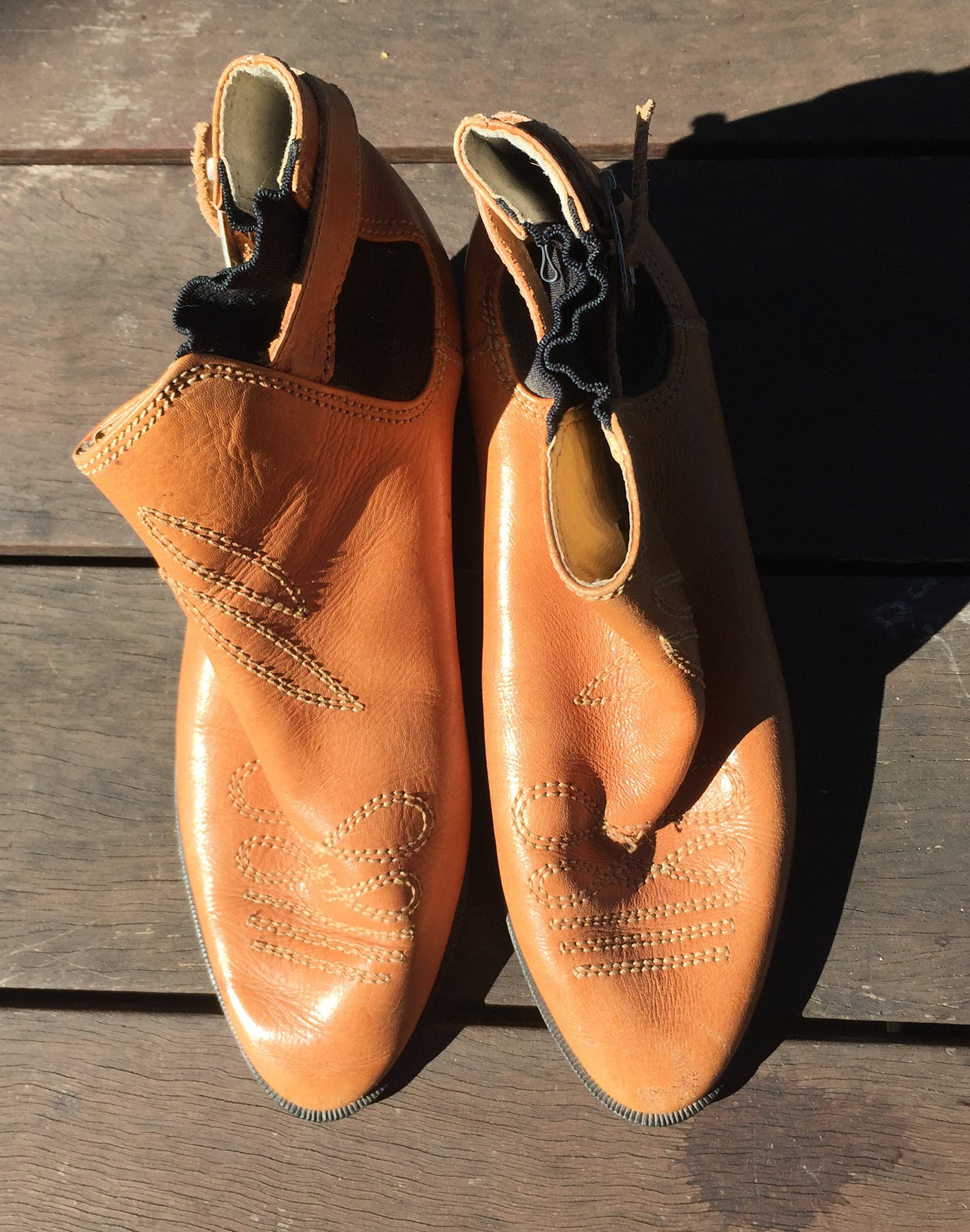 Vintage 90's Tan Mustard Ankle Boots - Size 37