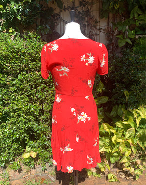 Warehouse Red Daisy Floral Dress - Size XS