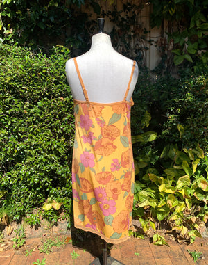 Vintage Y2K Orange Pink Floral Slip Dress Size L/XL