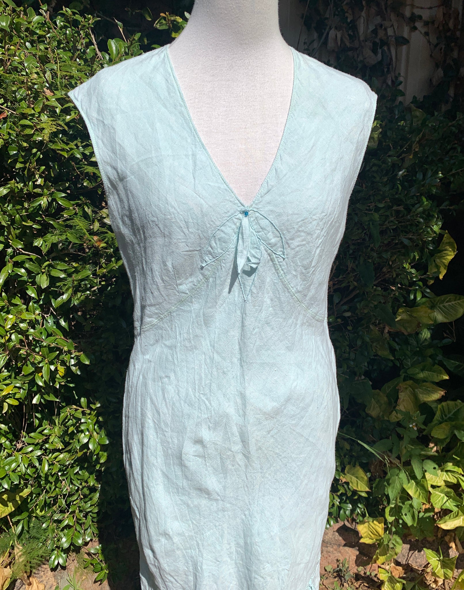 Vintage Y2K Baby Blue Linen Dress Size S/M