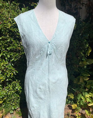 Vintage Y2K Baby Blue Linen Dress Size S/M