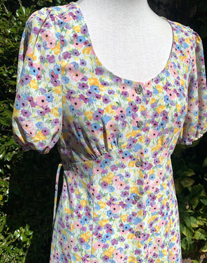 Vintage 90's Miss Selfridge Floral Pansy Floral Dress - Size XS