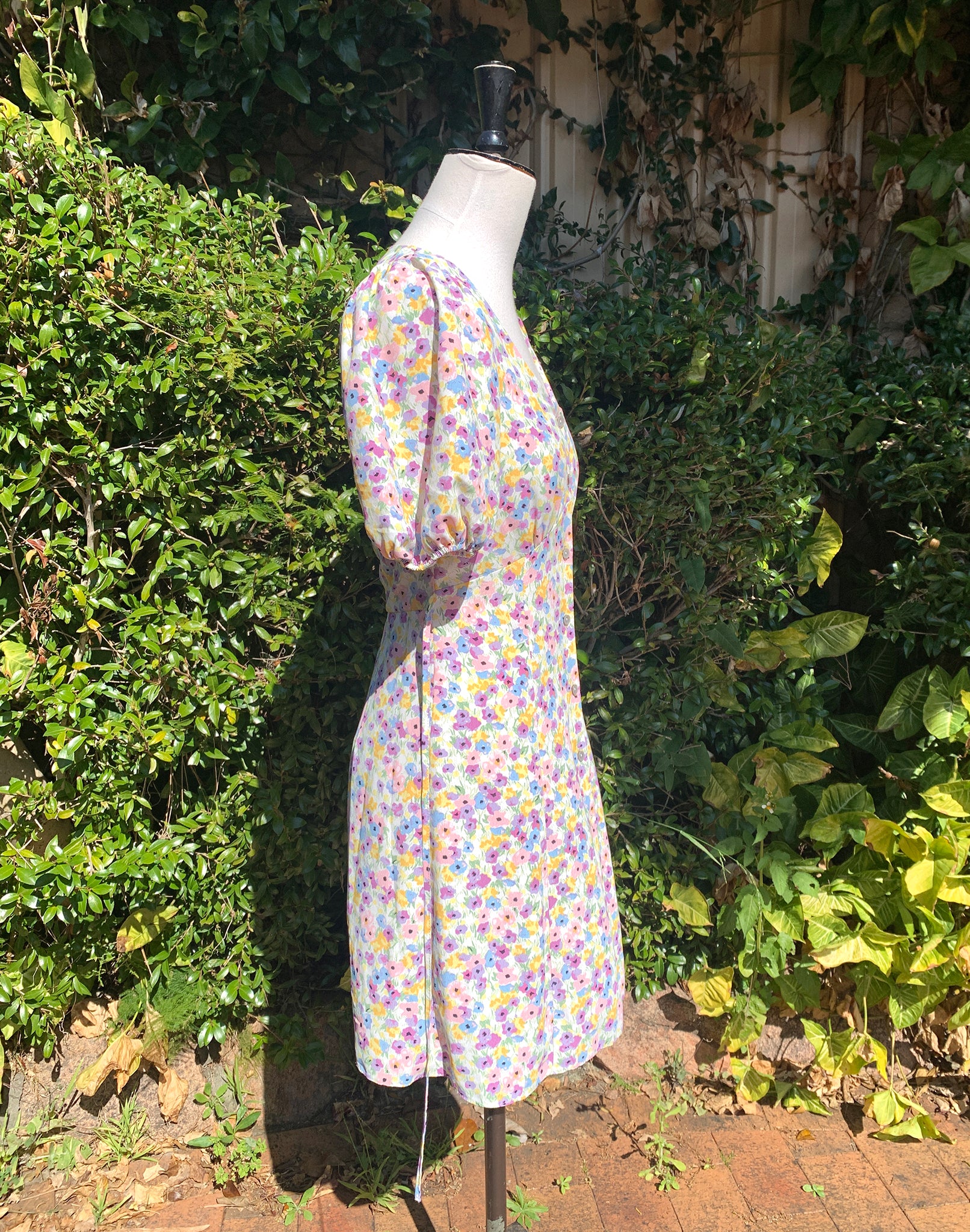 Vintage 90's Miss Selfridge Floral Pansy Floral Dress - Size XS