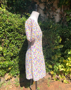 Vintage 90's Miss Selfridge Floral Pansy Floral Dress - Size XS