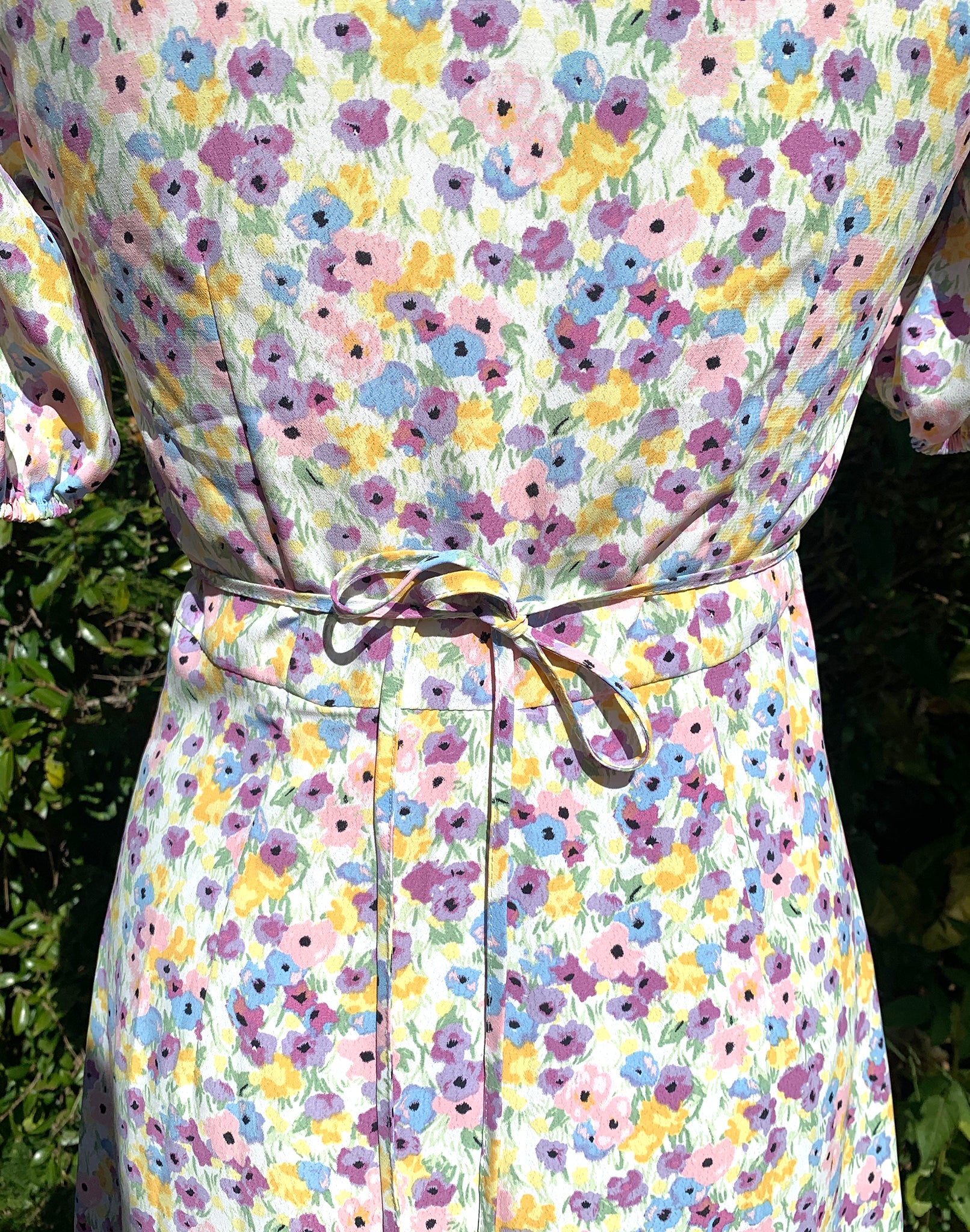 Vintage 90's Miss Selfridge Floral Pansy Floral Dress - Size XS