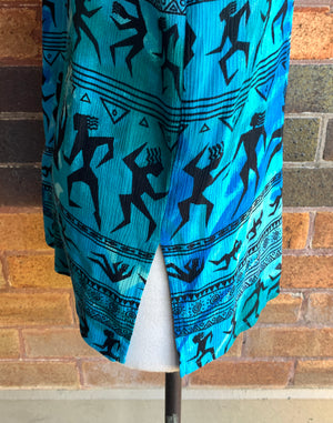 Vintage 80's Turquoise Printed Shirt - Size M/L