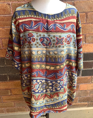 Vintage 80's Oversize Tribal Top - Size L / XL