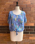 Vintage 80's Highlights Tie Front Shirt - Size M
