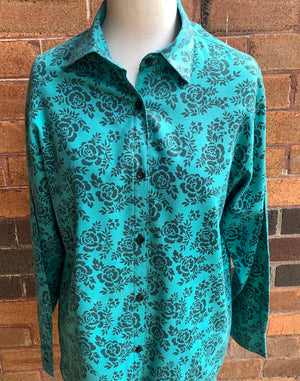 Vintage 80's Katies Turquoise Front Shirt - Size M/L