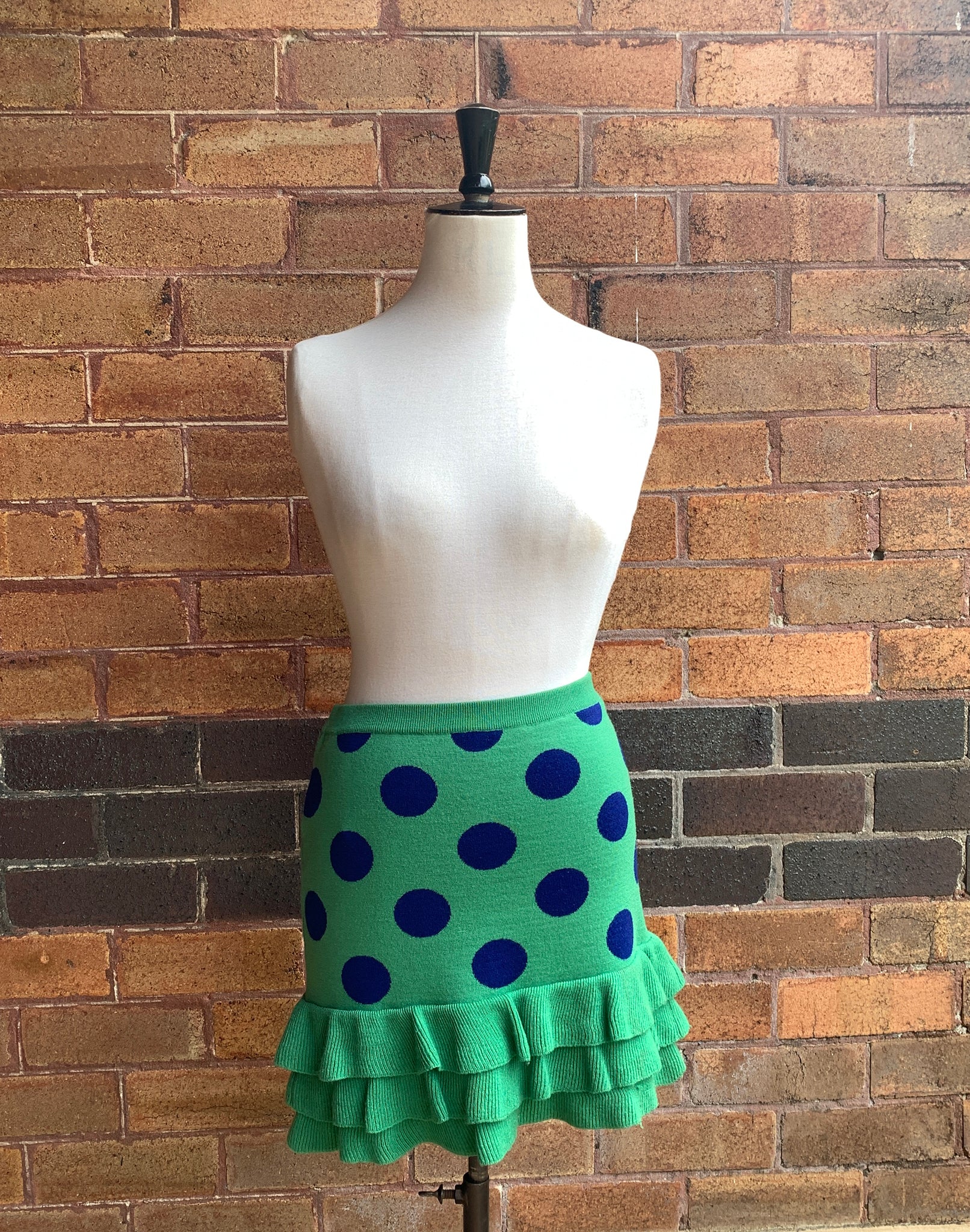 Moschino Boutique Green Wool Polka Dot Skirt Size XS / S