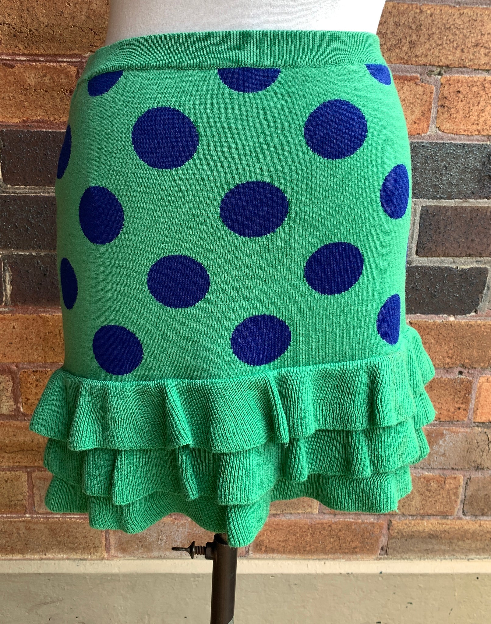 Moschino Boutique Green Wool Polka Dot Skirt Size XS / S