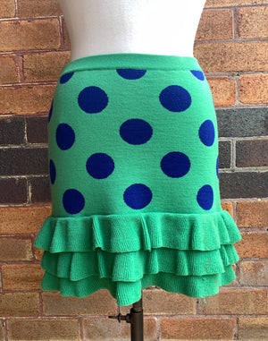 Moschino Boutique Green Wool Polka Dot Skirt Size XS / S