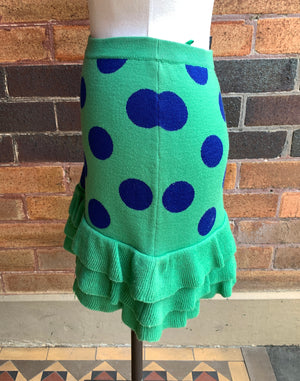 Moschino Boutique Green Wool Polka Dot Skirt Size XS / S