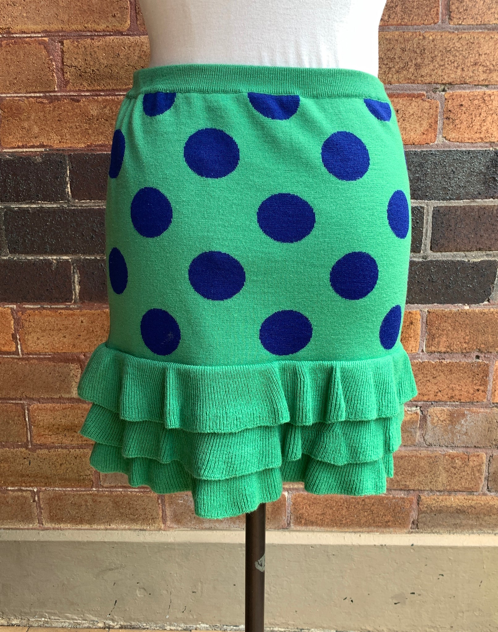 Moschino Boutique Green Wool Polka Dot Skirt Size XS / S