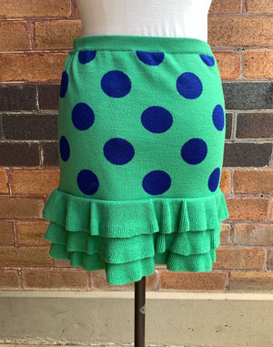 Moschino Boutique Green Wool Polka Dot Skirt Size XS / S