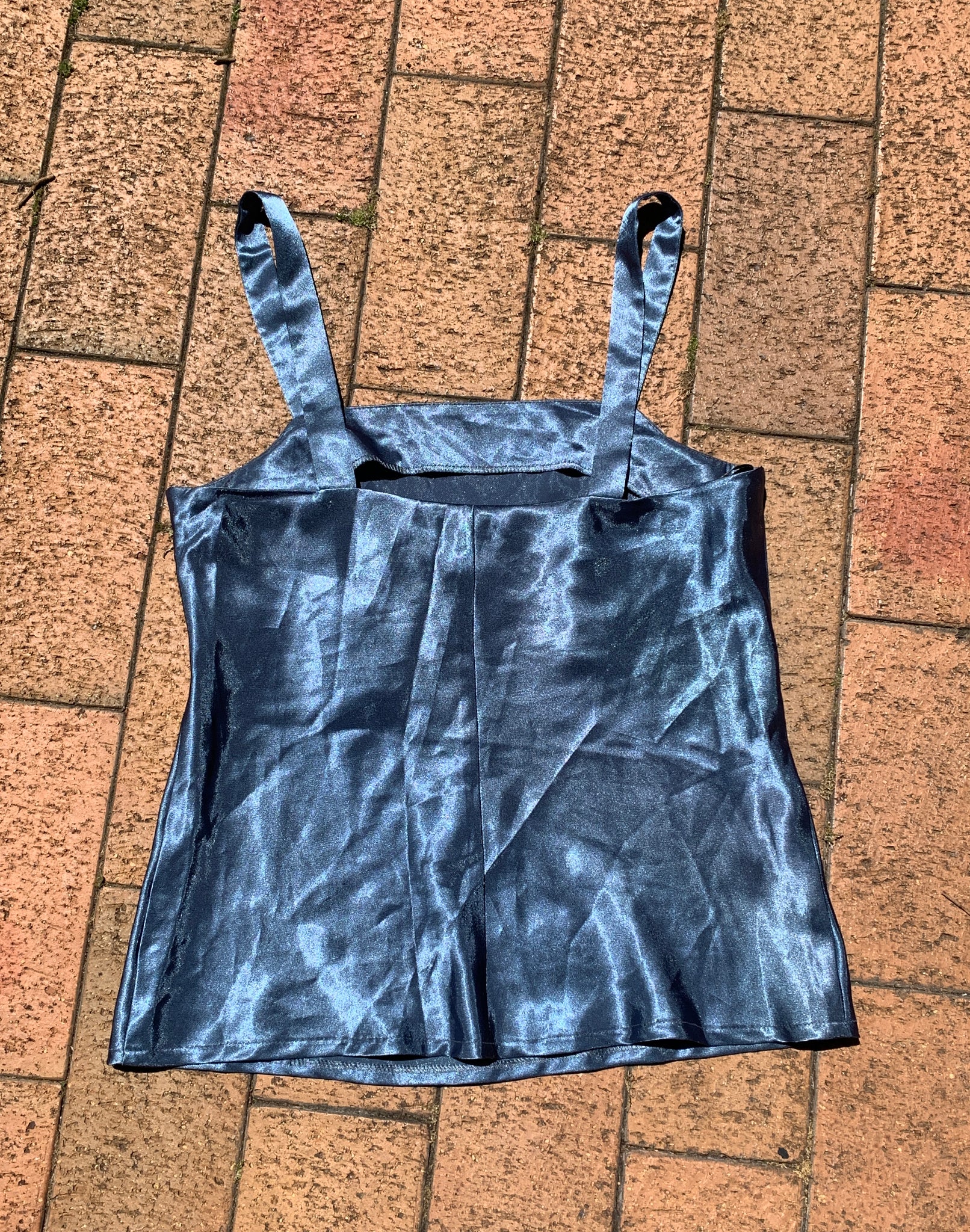 Blue Satin Camisole Top - Size S