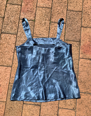 Blue Satin Camisole Top - Size S