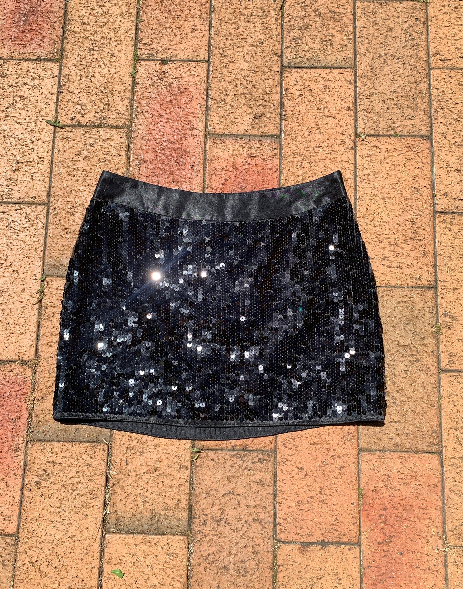 Y2K Black Sequin Mini Skirt - Size XS / S