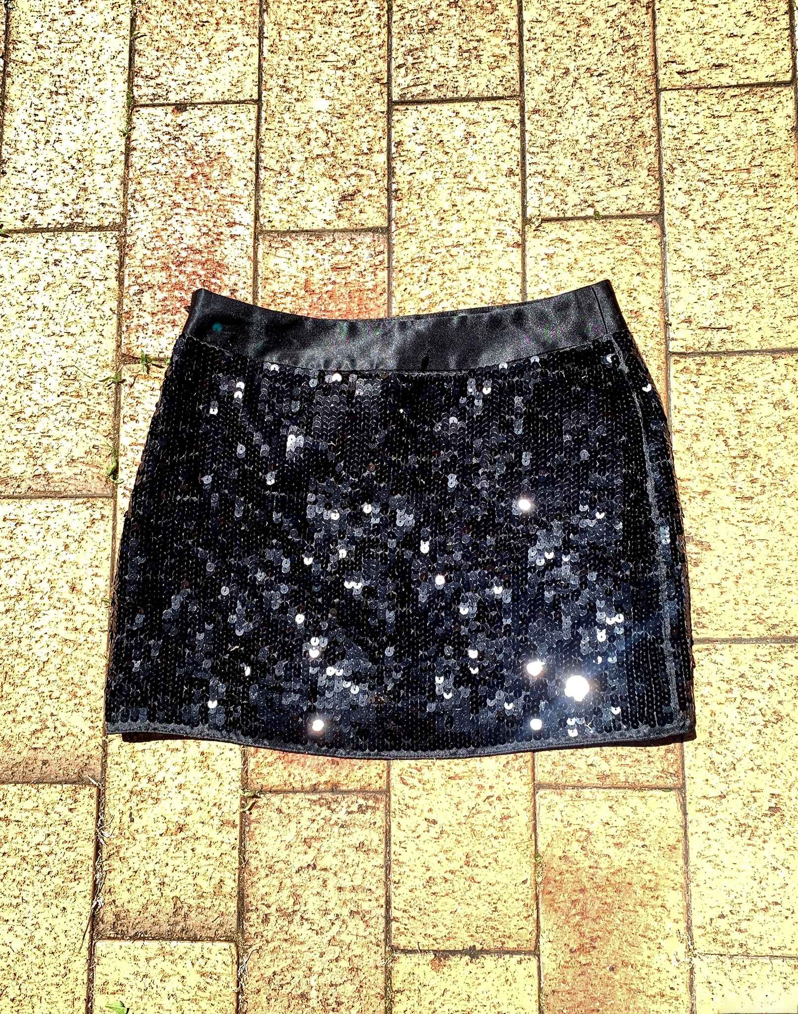 Y2K Black Sequin Mini Skirt - Size XS / S