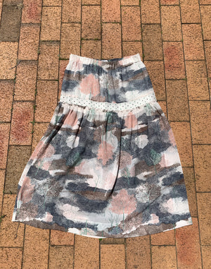 Preloved See by Chloe Pastel Floral Tiered Midi Skirt - Size 40 / M