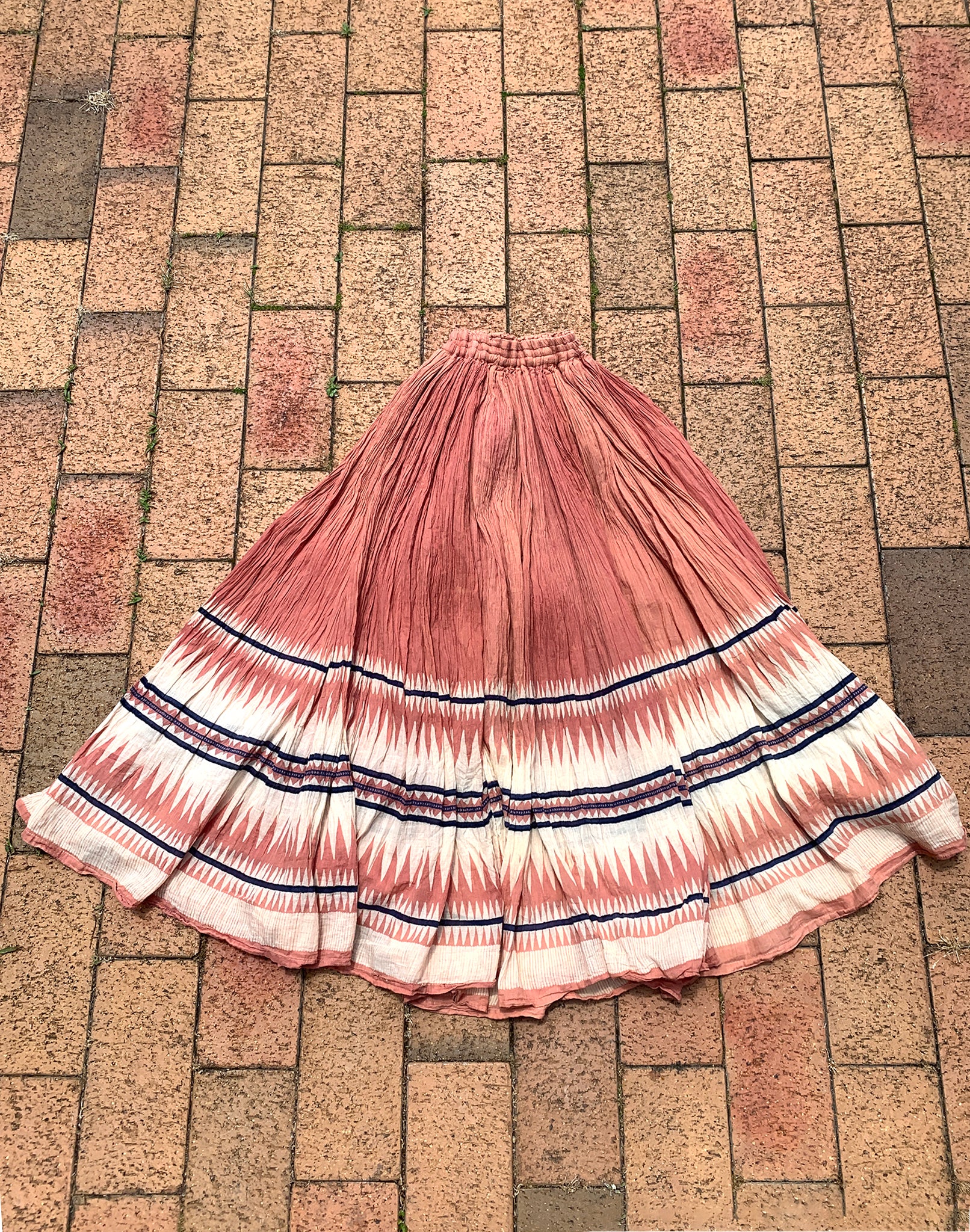 Vintage 90's Tan Indian Cotton Full Skirt XS/S