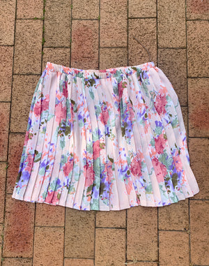 Vintage 80's Peach Floral Pleated Skirt