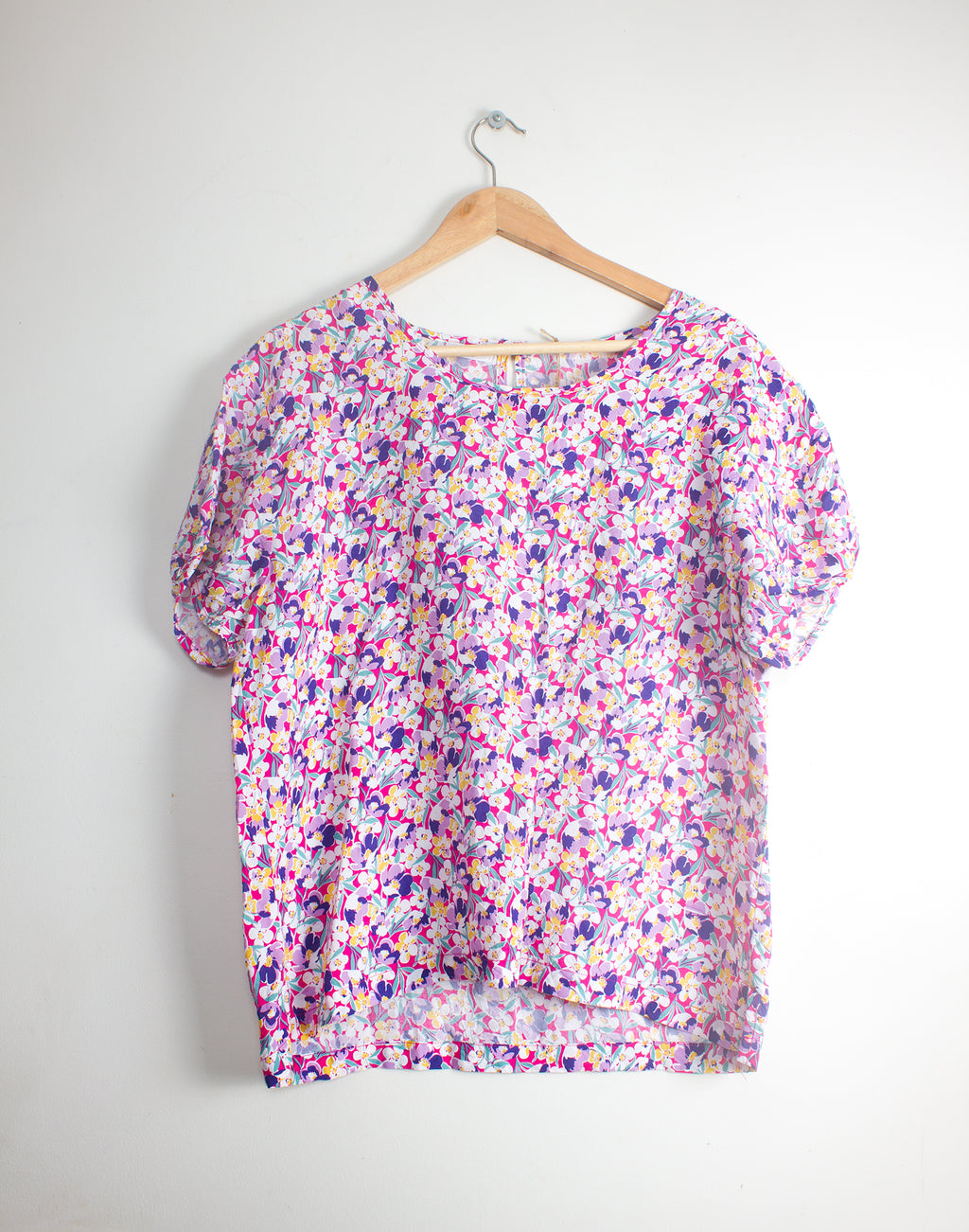 Vintage 80's Coolpia Purple Floral Slouch Top - Size M/ L