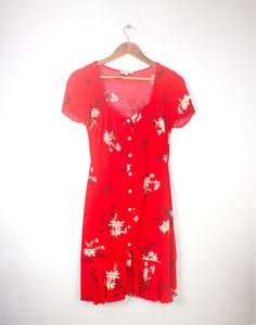 Warehouse Red Daisy Floral Dress - Size XS