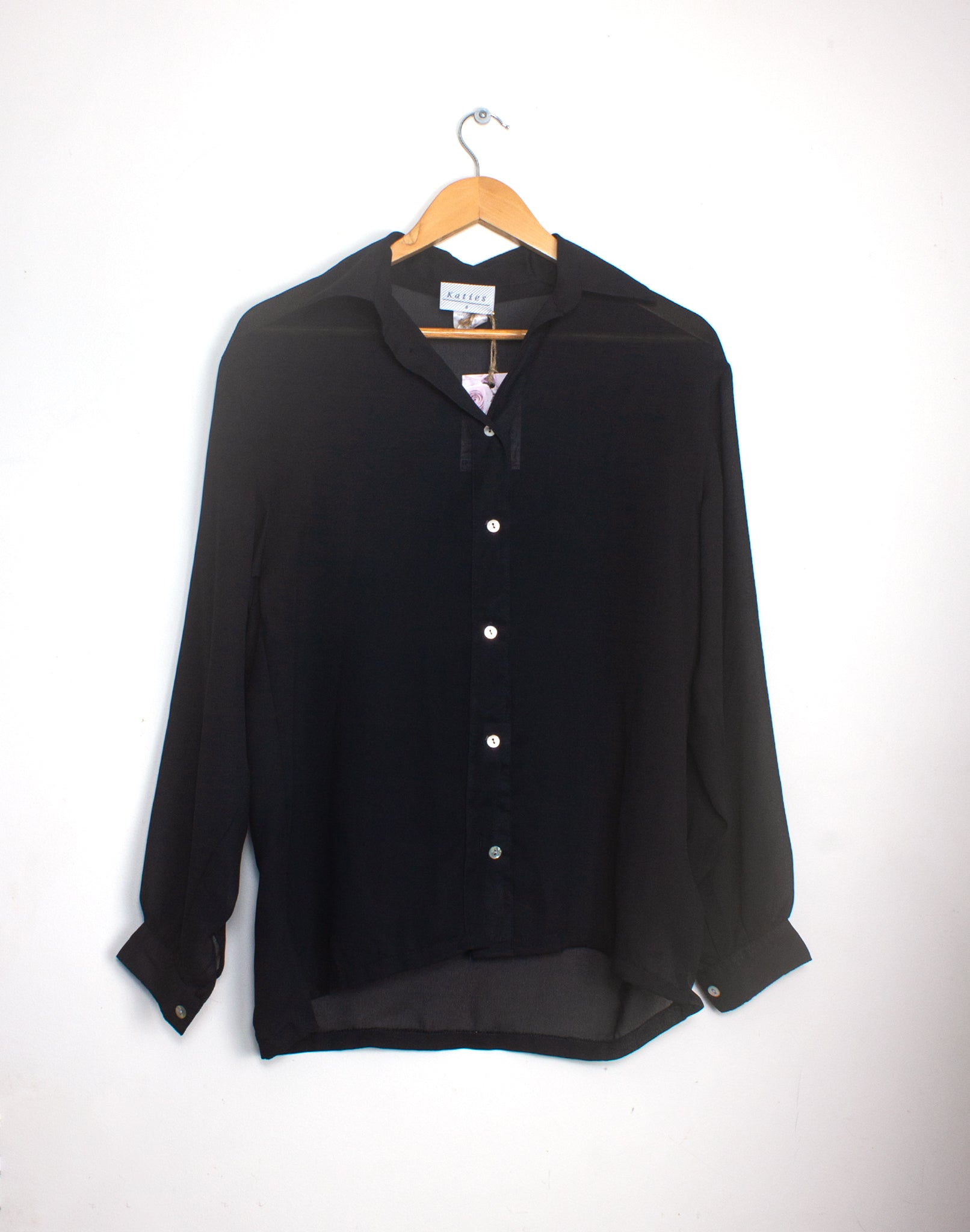 Vintage 90's Katies Black Chiffon Shirt - Size S / M