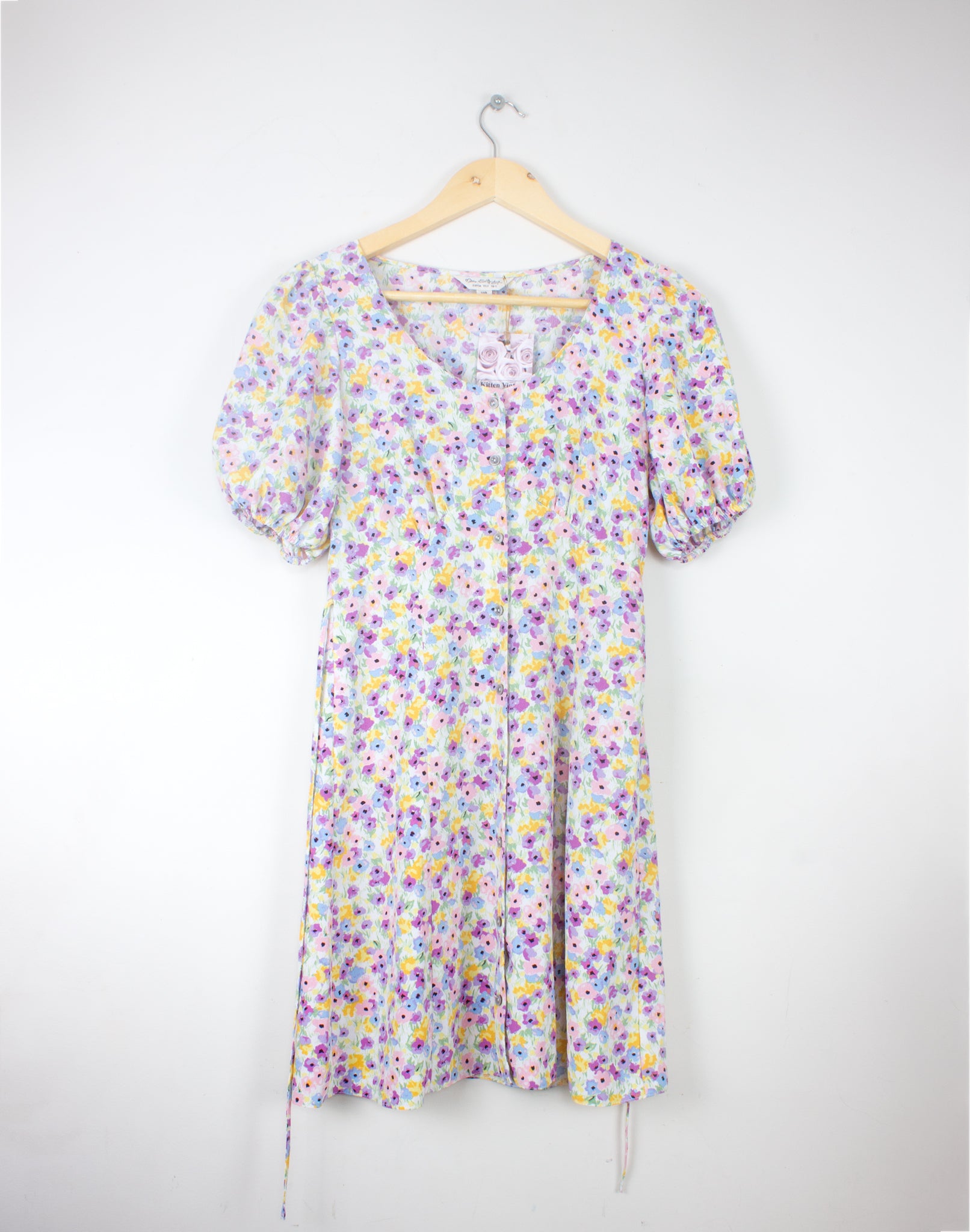 Vintage 90's Miss Selfridge Floral Pansy Floral Dress - Size XS