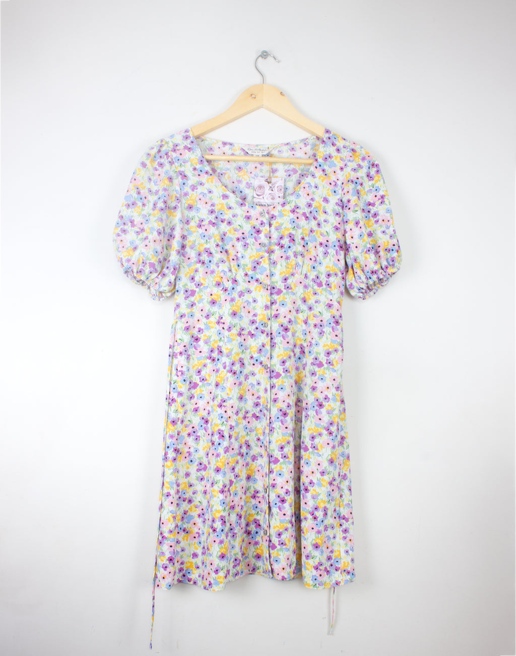 Vintage 90's Miss Selfridge Floral Pansy Floral Dress - Size XS