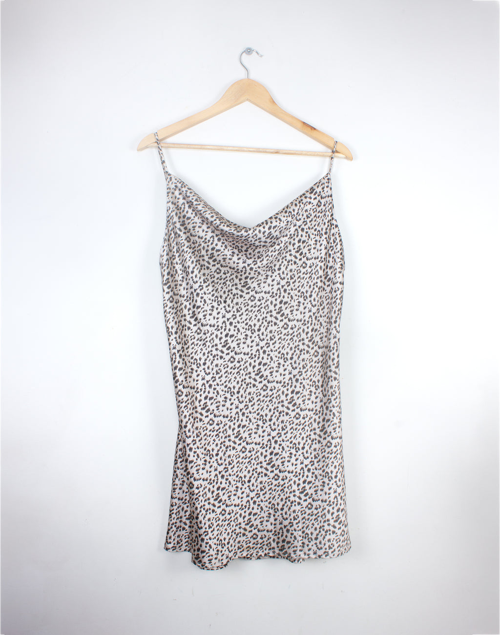 Vintage Y2K Short Leopard Satin Slip Dress Size S/M