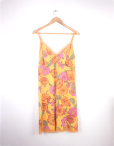 Vintage Y2K Orange Pink Floral Slip Dress Size L/XL