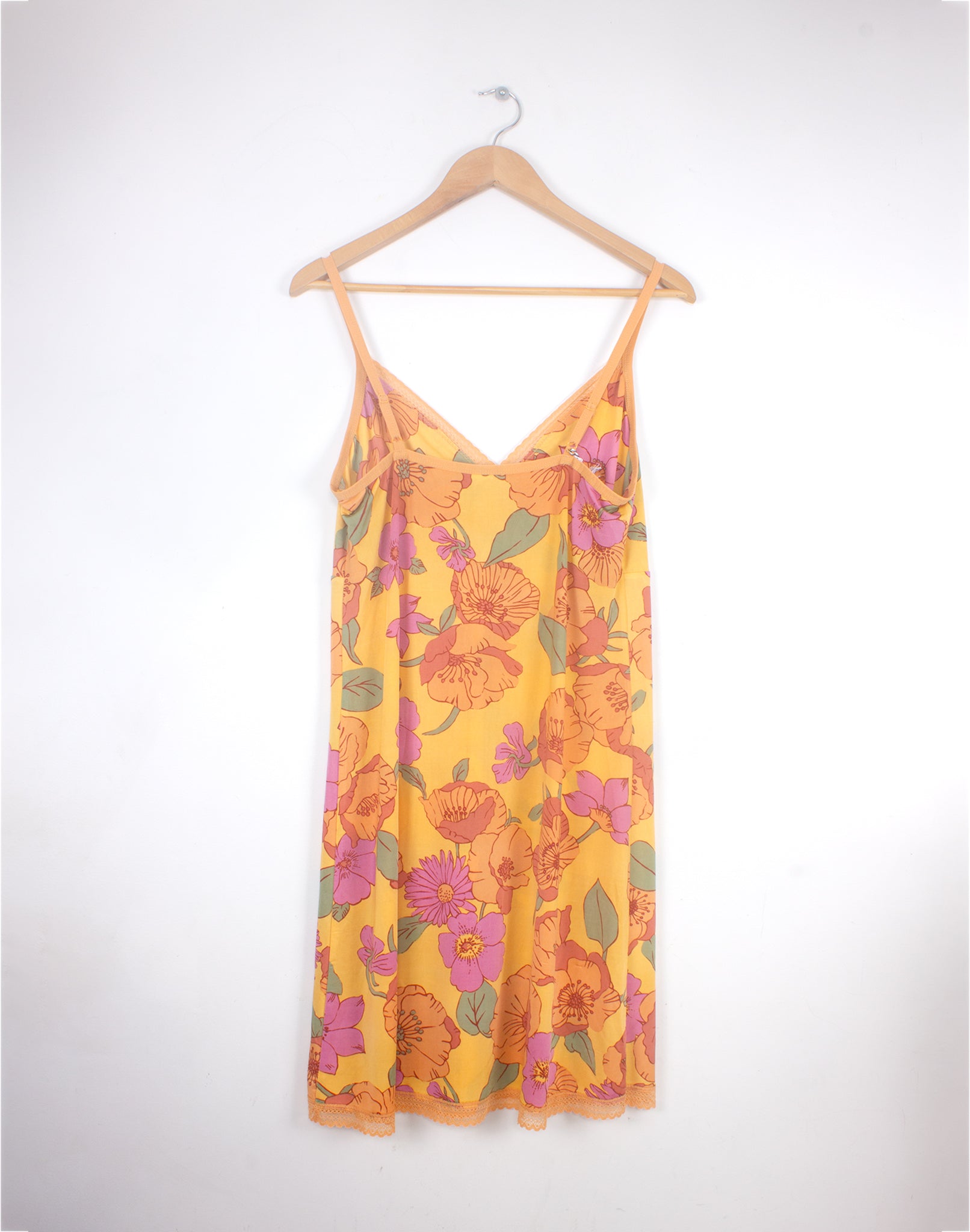 Vintage Y2K Orange Pink Floral Slip Dress Size L/XL