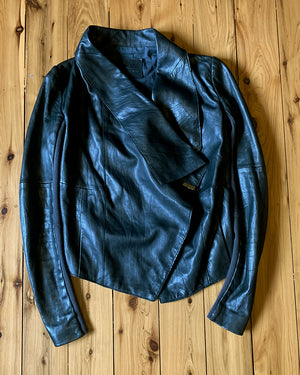 Vintage 00's Husk Lamb's Leather Waterfall Jacket - Size 1 (XS-S)