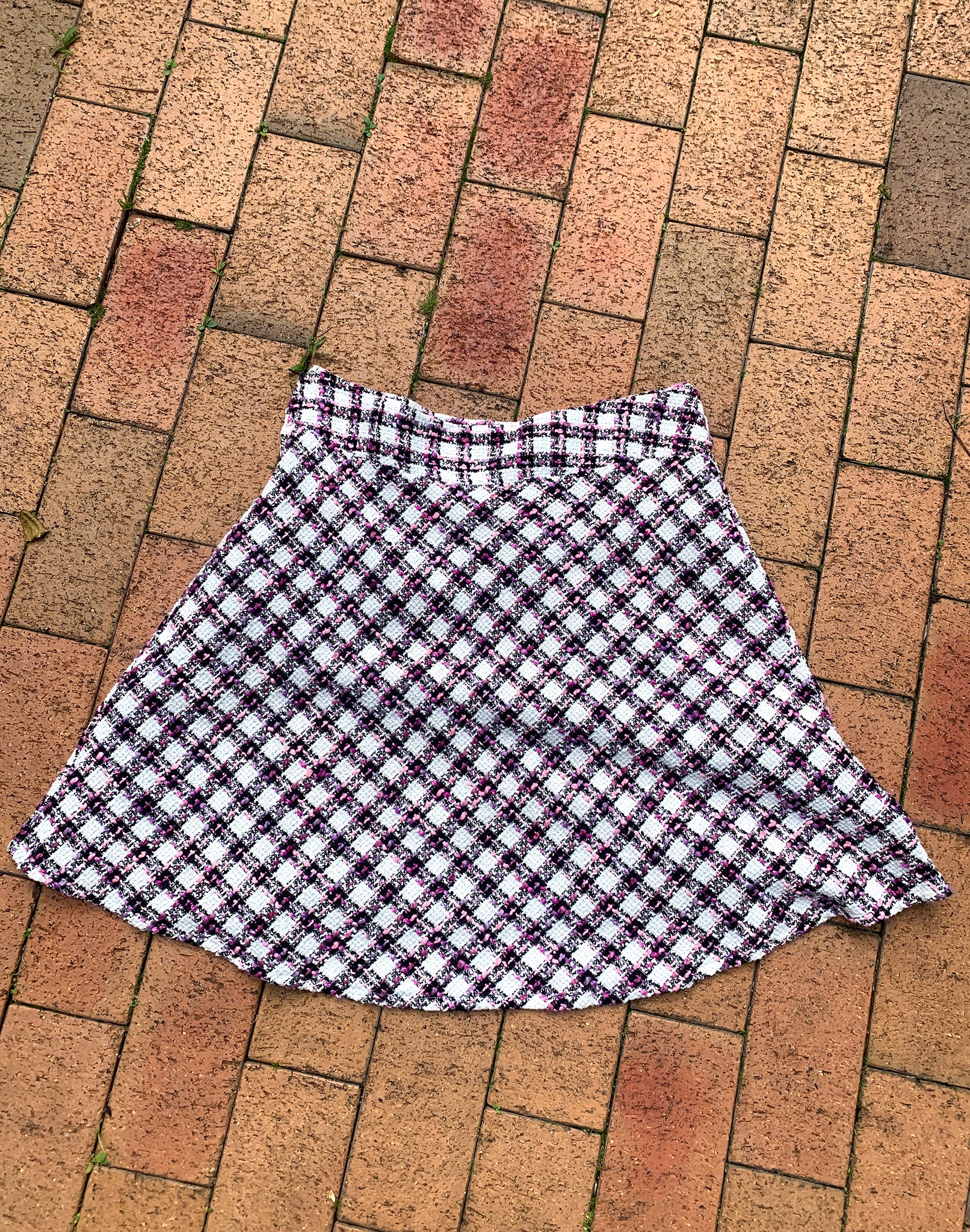 Vintage Y2K Wool Bouclé A Line Skirt - Size M/L