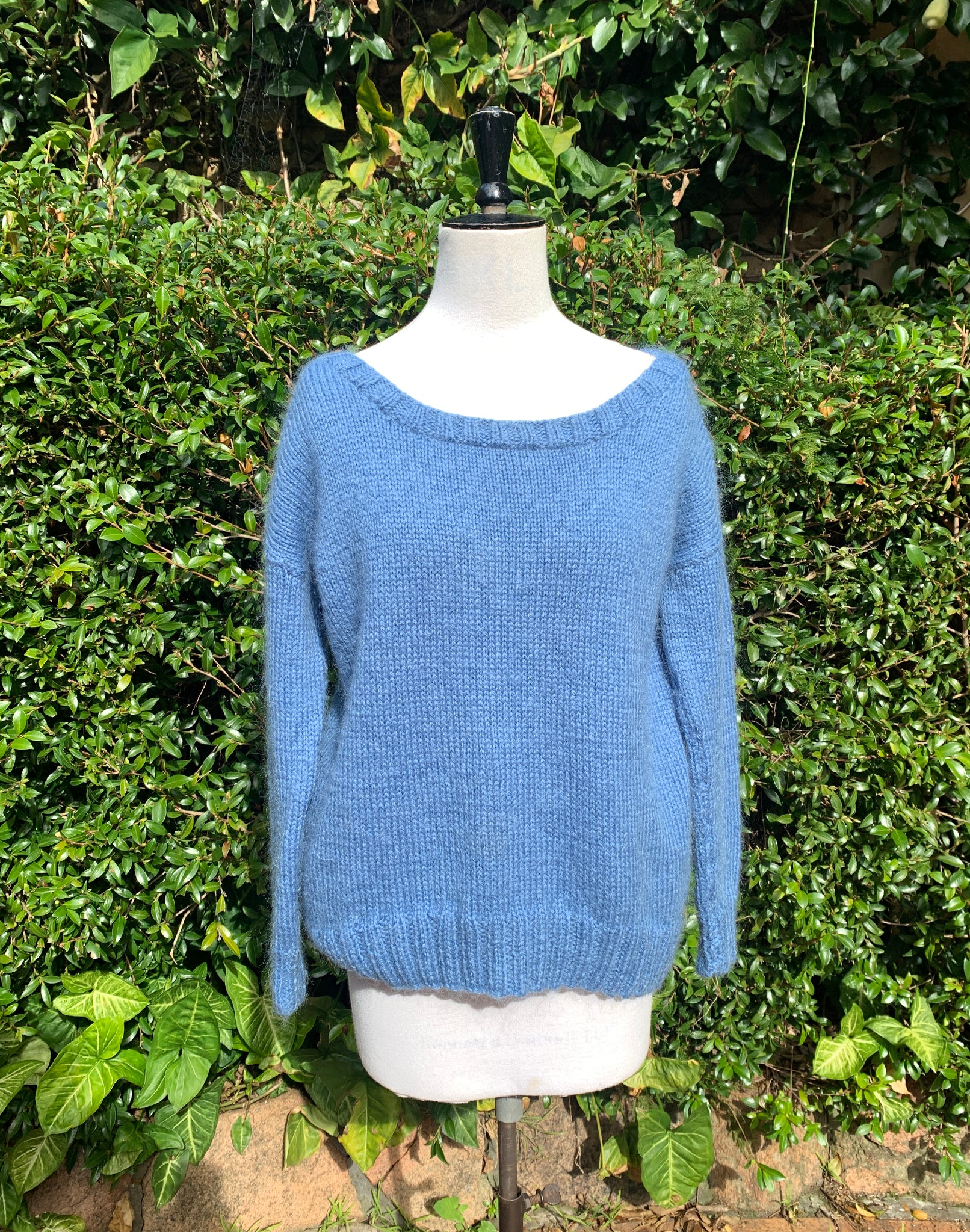 Vintage Blue Handknitted Jumper - Size M/L